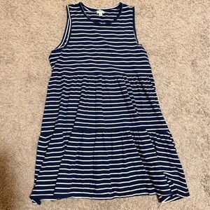 J. Crew Navy and White Striped Midi Dress